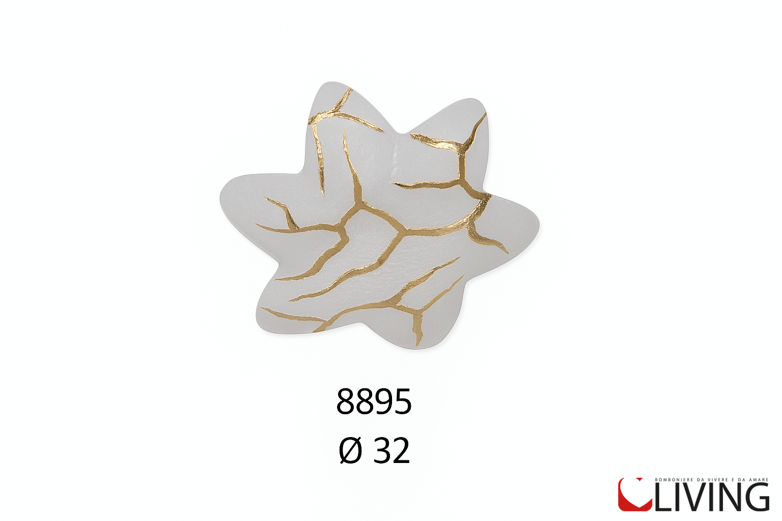 centrotavola stella vetro satinato con venature oro