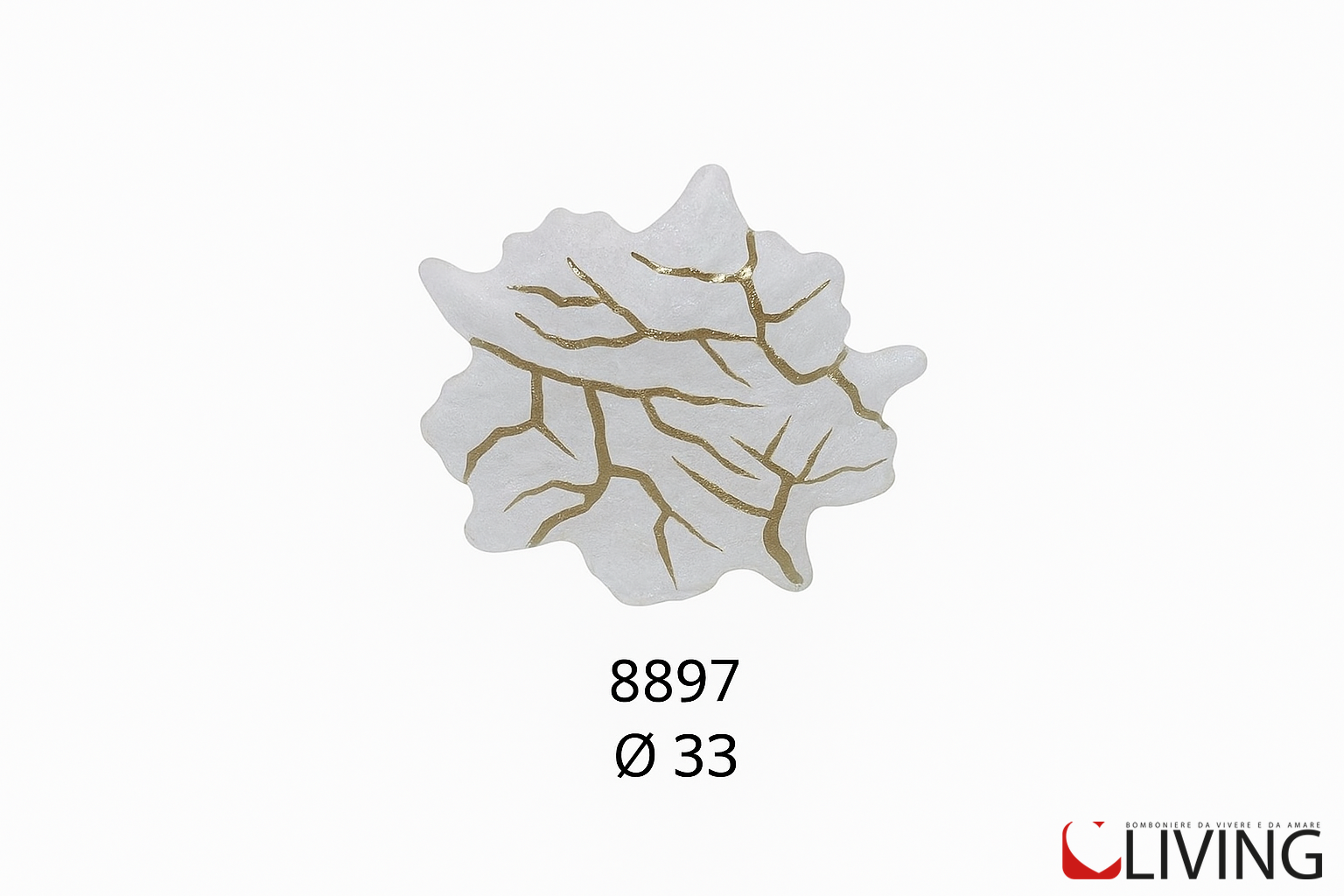 centrotavola foglia vetro satinato con venature oro
