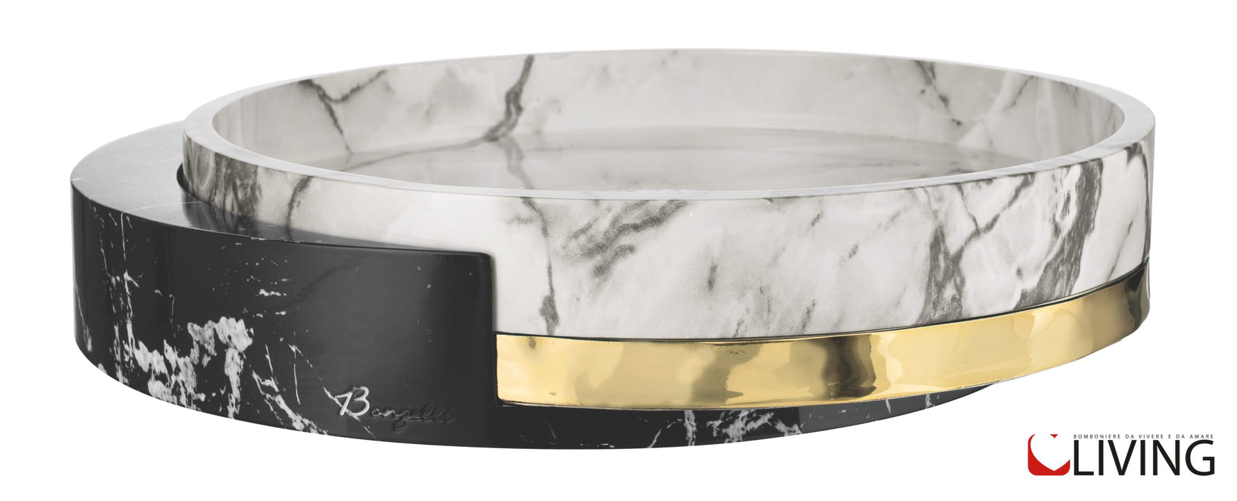 centrotavola marmo bianco e nero decoro oro