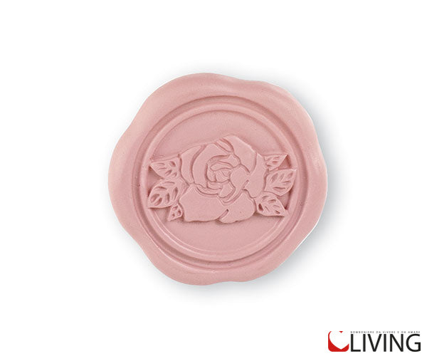 bomboniera applicazione ceralacca cipria con rosa
