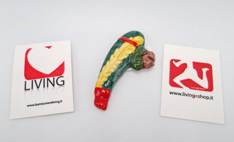 Bomboniera Asso di bastoni in ceramica di Caltagirone magnete