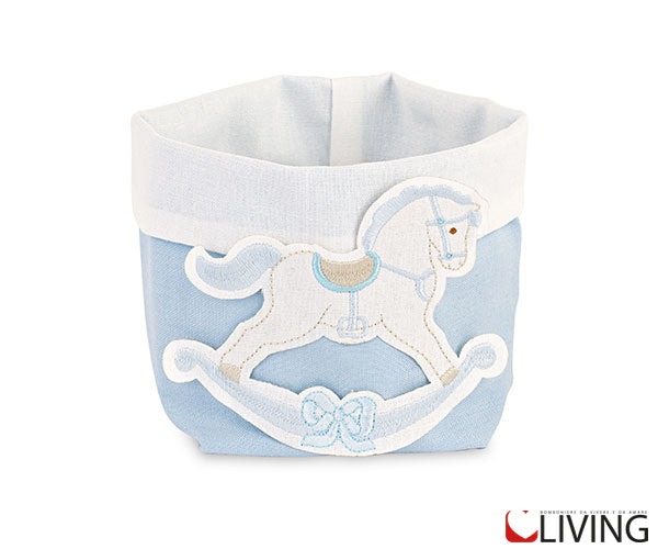 cestino cavallino a dondolo azzurro