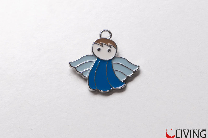 bomboniera charm angioletto smaltato celeste