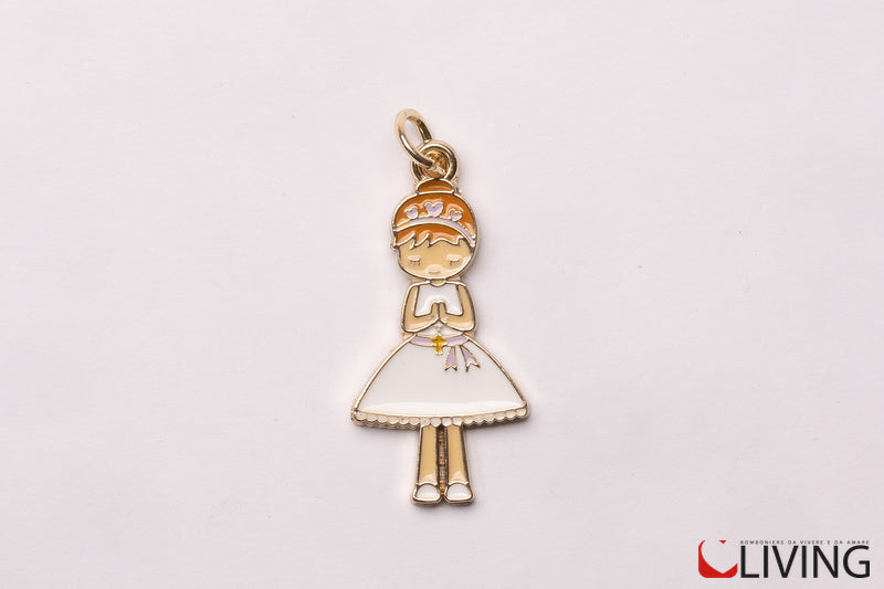 bomboniera charm bimba comunione in metallo smaltato