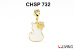 bomboniera ciondolo gattino bianco e oro con charm