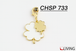 bomboniera ciondolo quadrifoglio bianco e oro con charm
