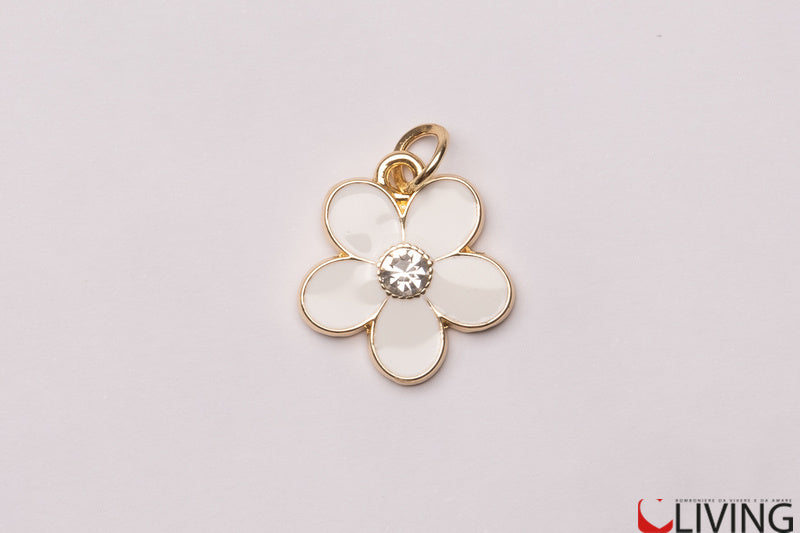 bomboniera charm margherita in metallo con strass