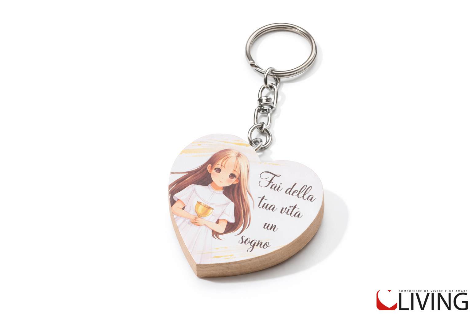 bomboniera chiavetta usb cuore portachiavi bimba comunione