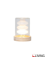 bomboniera cilindro vetro medio profumatore zen light con luce led base legno