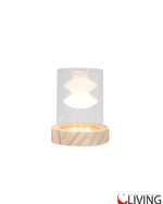 bomboniera cilindro vetro piccolo profumatore zen light con luce led base legno