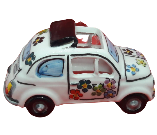 Bomboniera cinquecento in ceramica decoro fiori