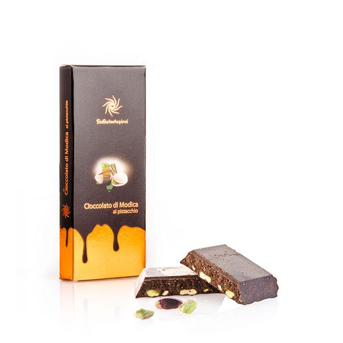 Cioccolato di modica igp al pistacchio barretta da 100 gr