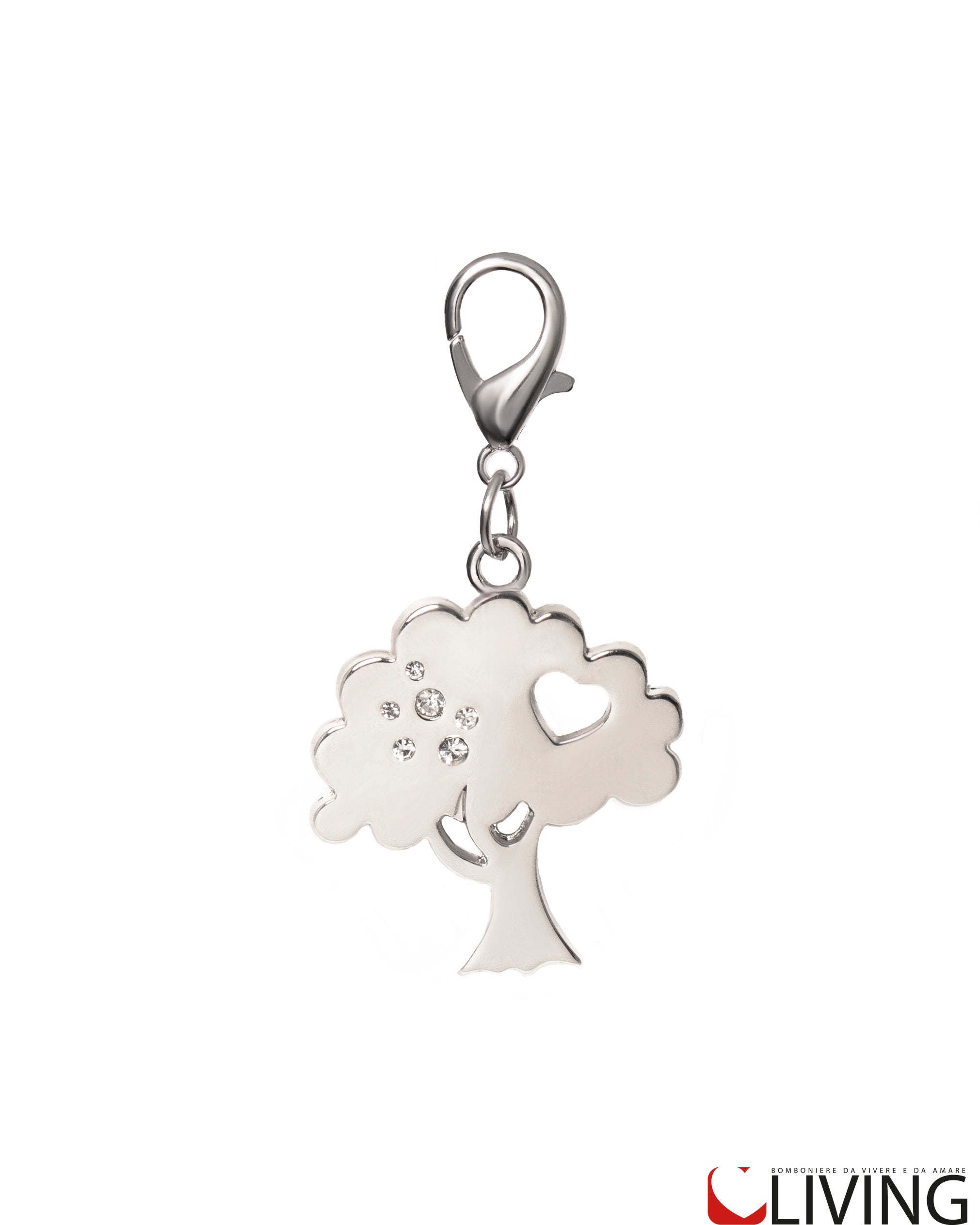 bomboniera charm albero della vita acciaio con strass