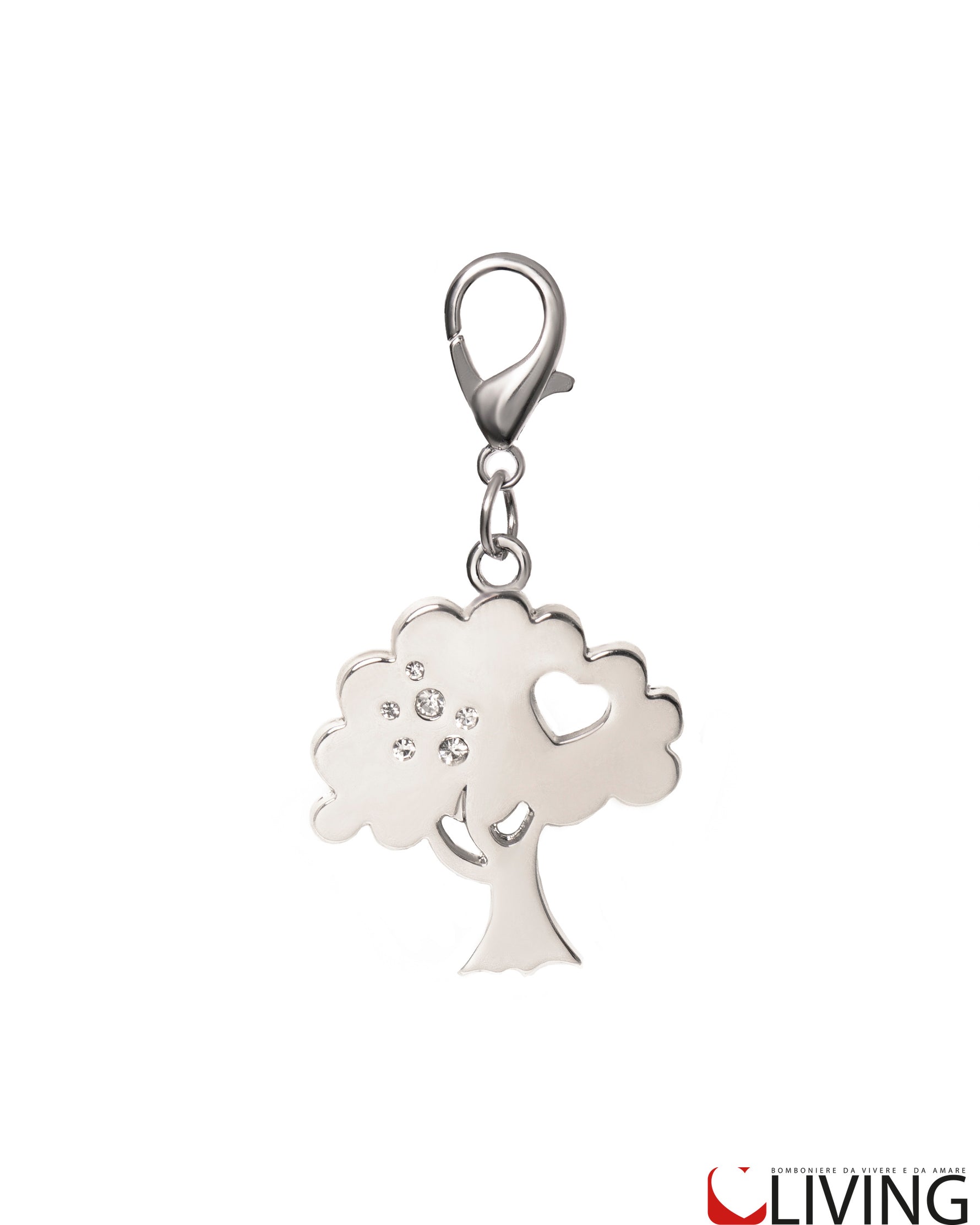 bomboniera charm albero della vita acciaio con strass