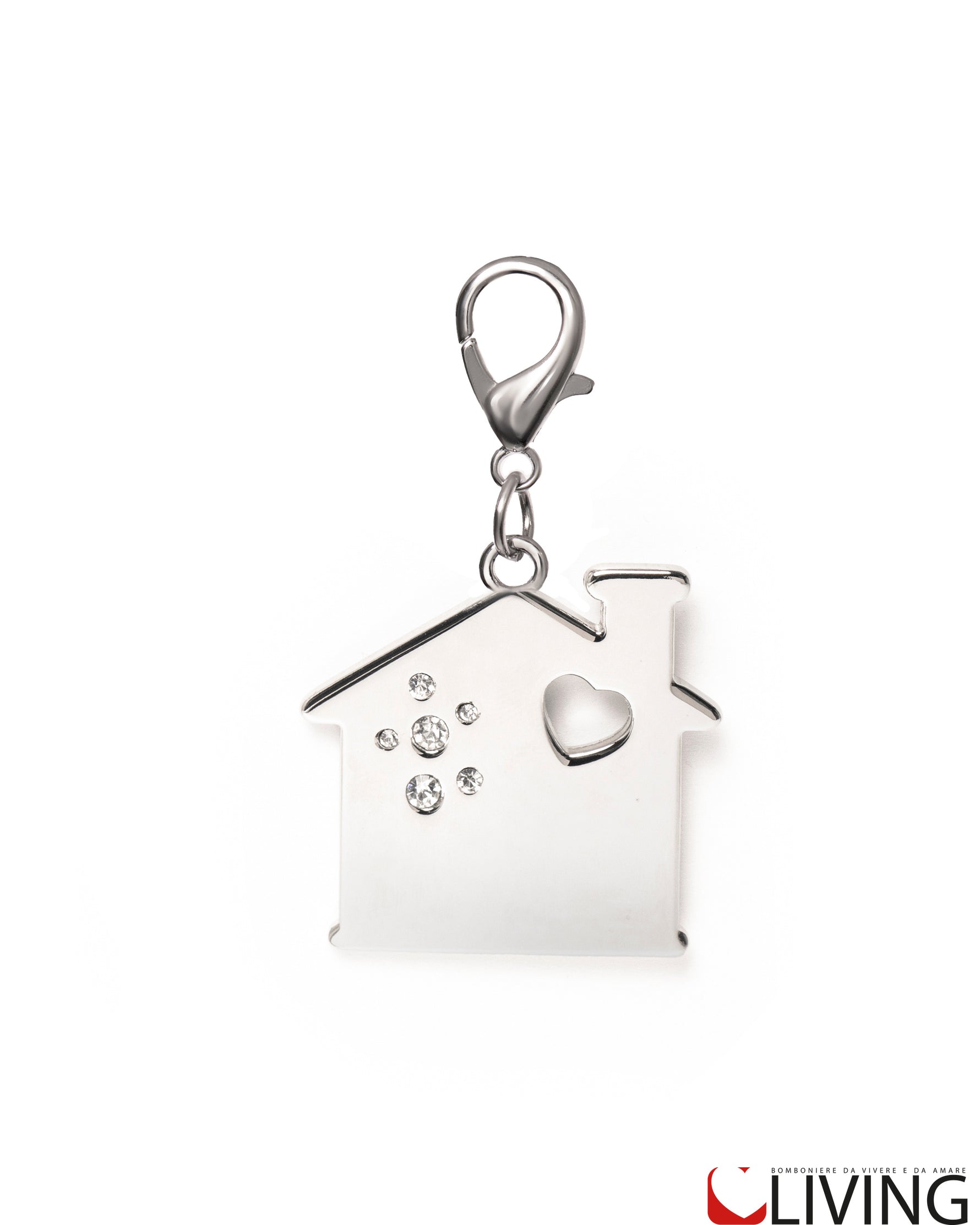 bomboniera charm casetta acciaio con strass