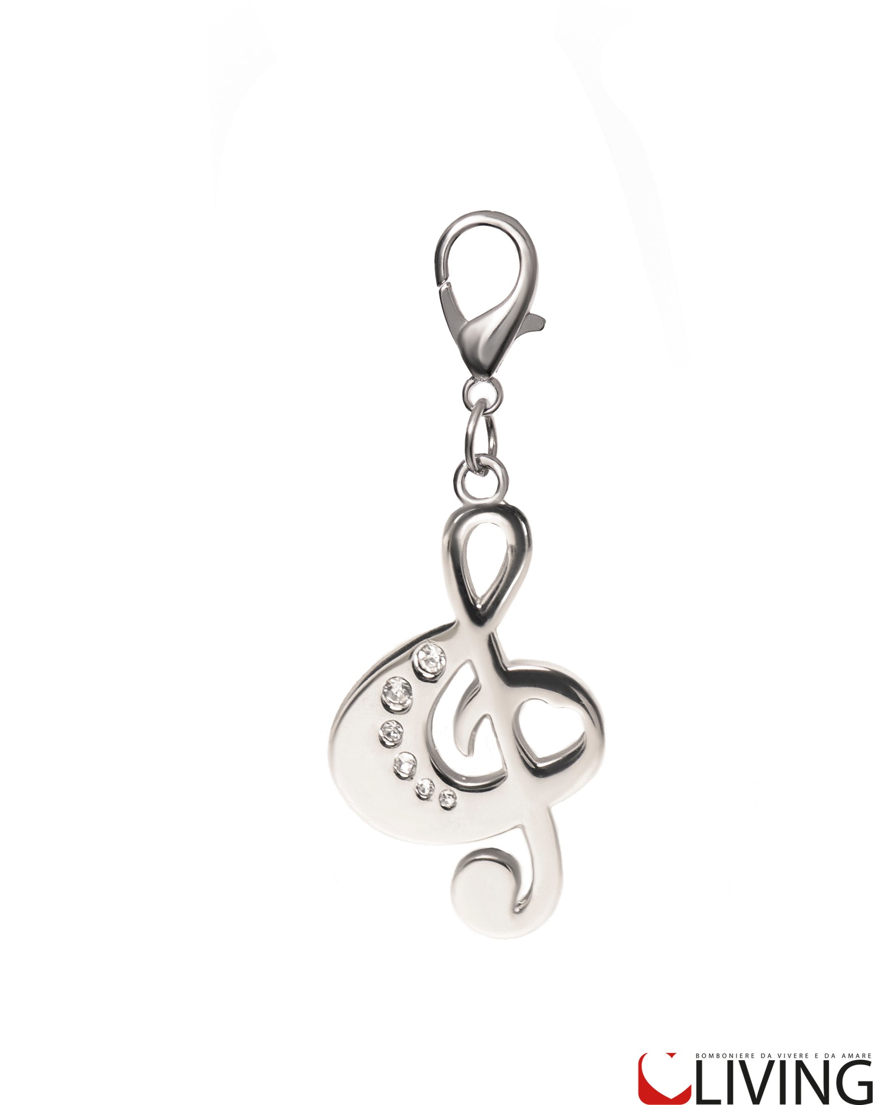 bomboniera charm chiave di violino acciaio con strass