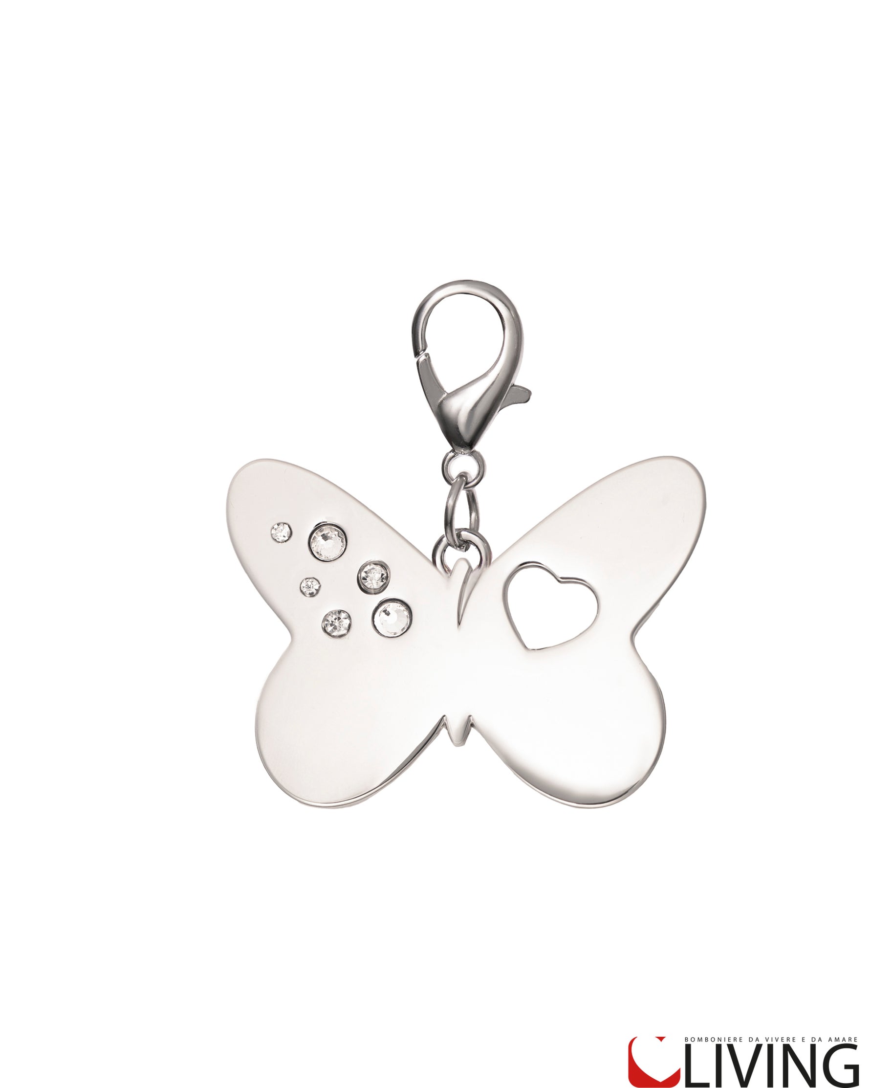bomboniera charm farfalla acciaio con strass