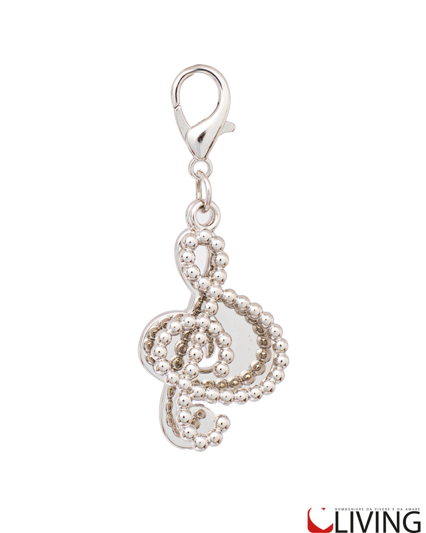 bomboniera charm doppio chiave di violino con perline