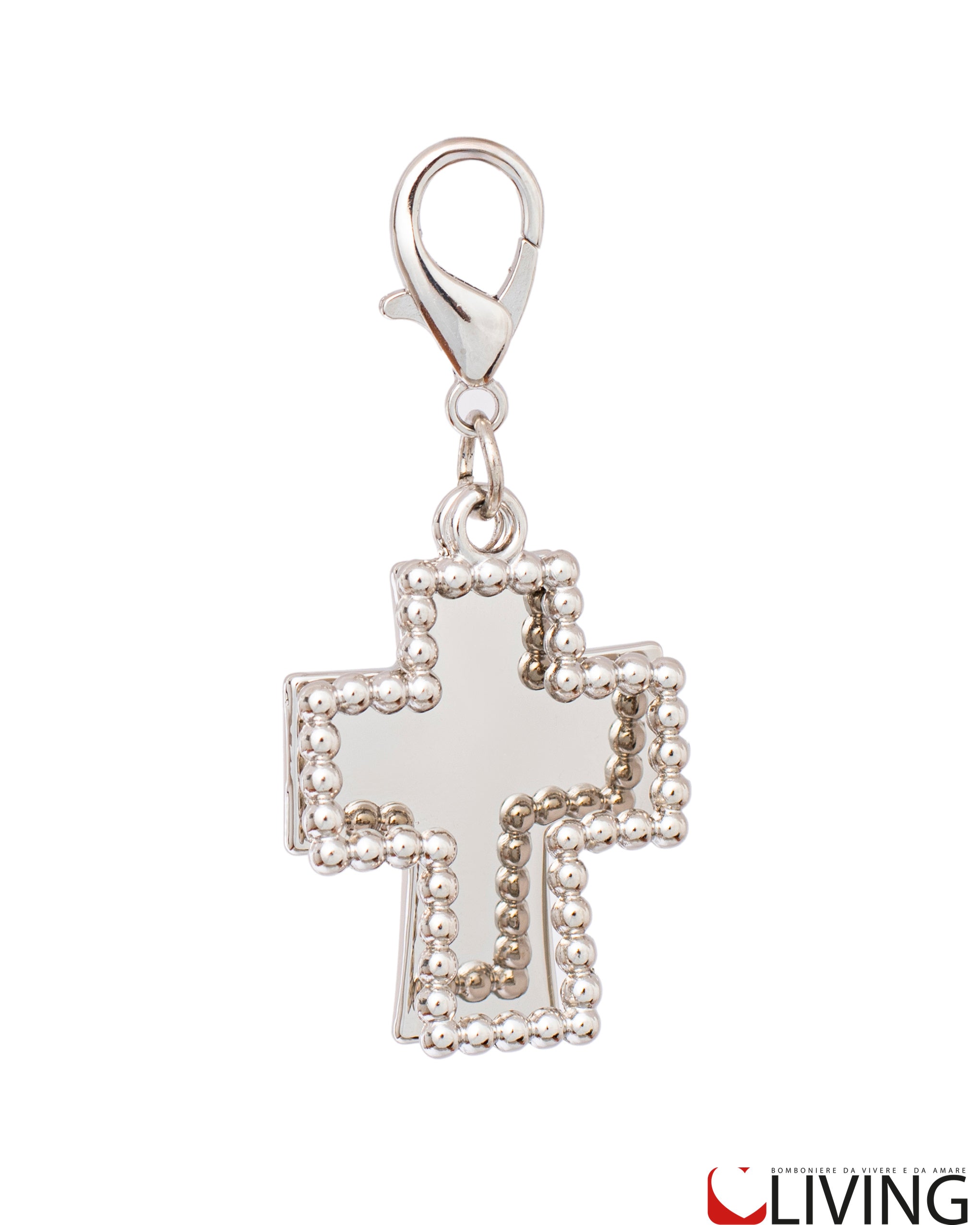 bomboniera charm doppio croce con perline
