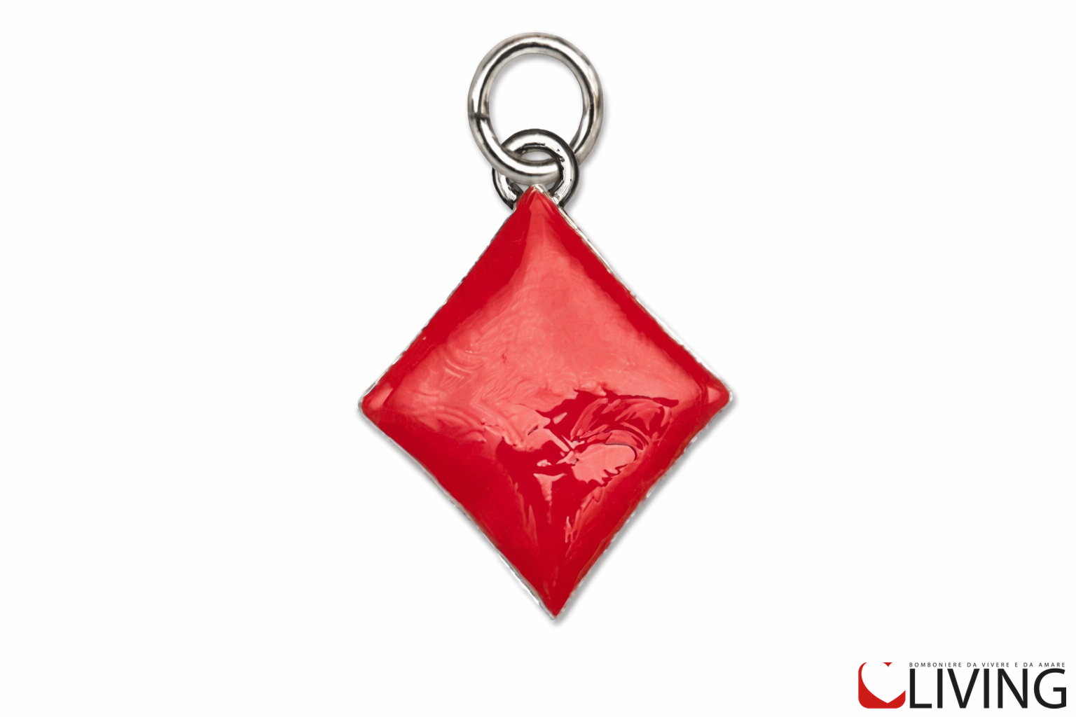 bomboniera ciondolo quadri smaltato rosso