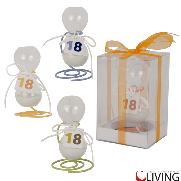 bomboniera clessidra con supporto metallo linea time