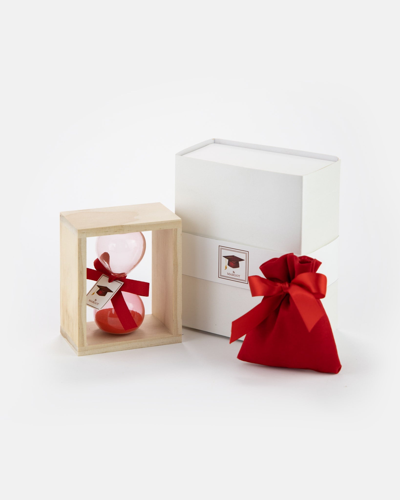 Clessidra rossa con cornice in legno