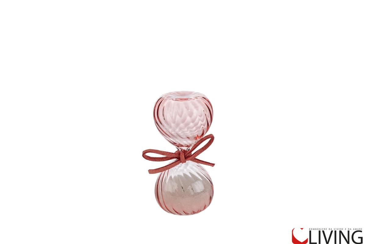 bomboniera clessidra vetro rosa