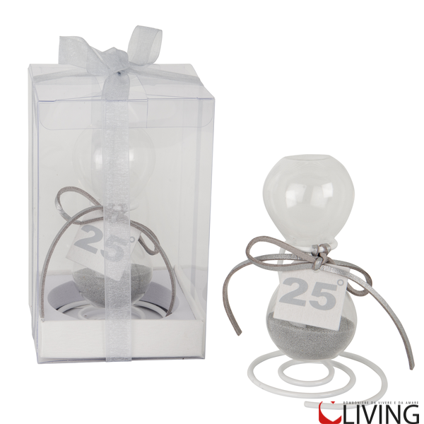 bomboniera clessidra 25 con supporto metallo linea time