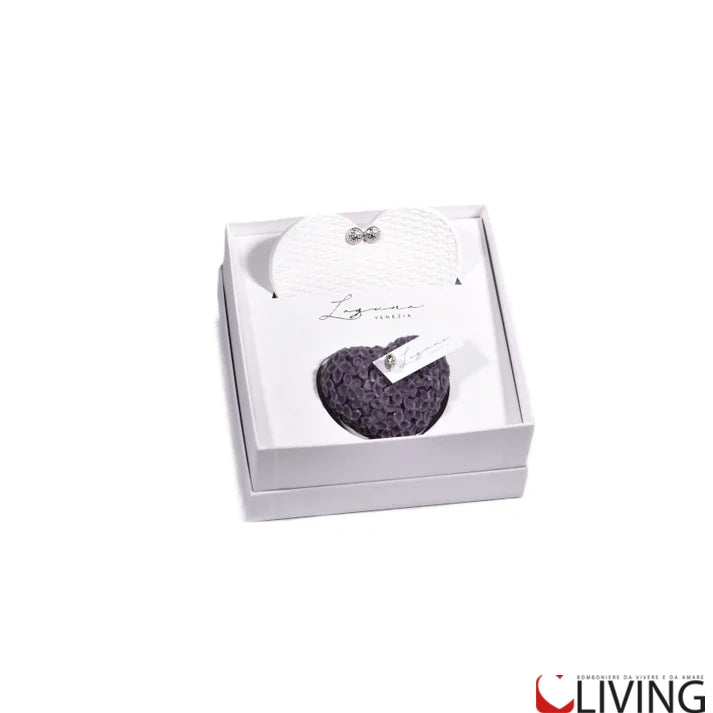 bomboniera cofanetto con candela profumata e piattino in gesso cuore