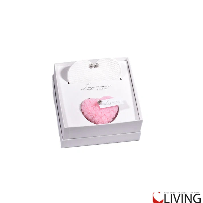 bomboniera cofanetto con candela profumata e piattino in gesso cuore