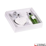 bomboniera cofanetto con cuore in gesso e profumatore spray