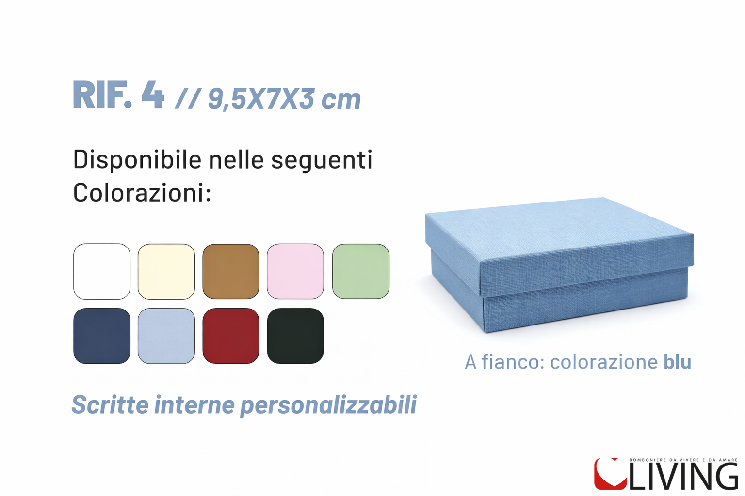 bomboniera scatola personalizzabile rigida 9,5x7x3 con scritte interne
