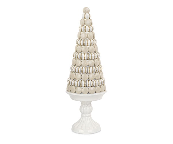 Addobbo matrimonio cono macarons bianchi e oro
