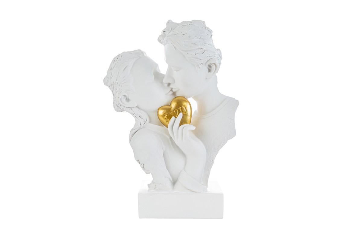 bomboniera coppia bacio bianca cuore oro