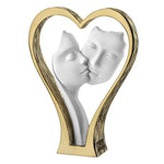 coppia visi con cuore oro in marmorino