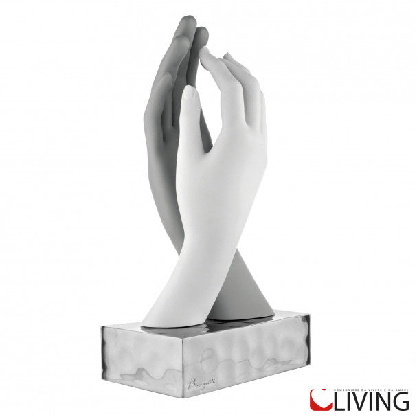 bomboniera coppia mani base argento