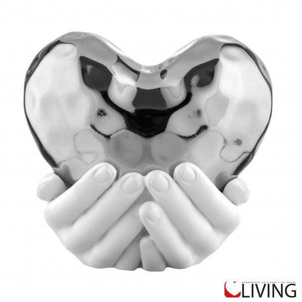 bomboniera coppia mani con cuore argento