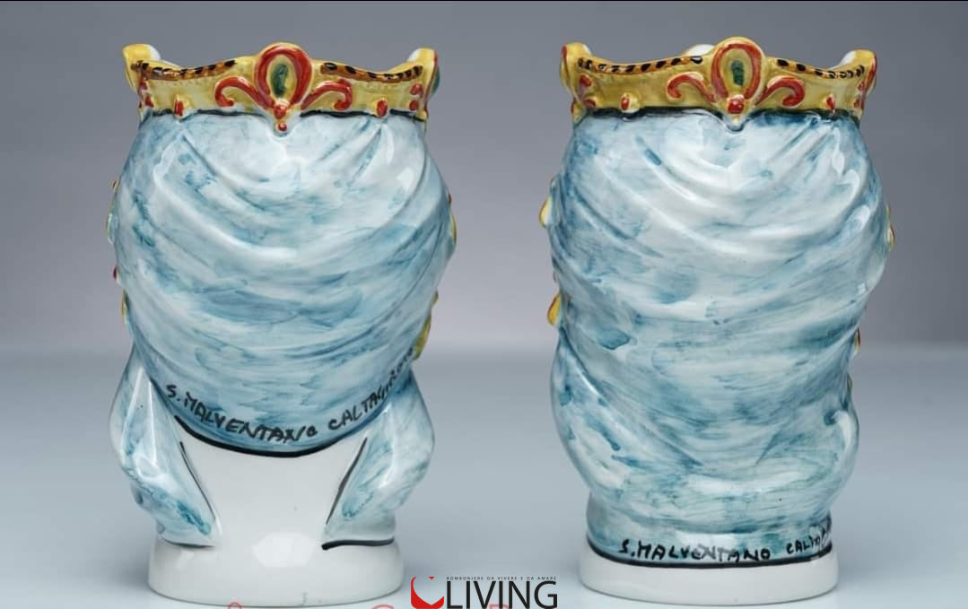 bomboniera coppia testa di moro ceramica di caltagirone turbante