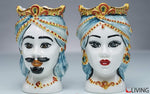 bomboniera coppia testa di moro ceramica di caltagirone turbante