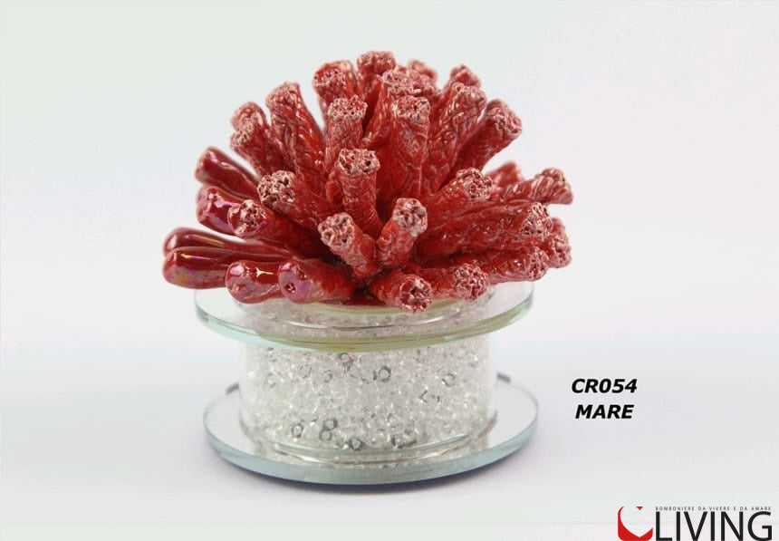 bomboniera corallo in ceramica su base luce a led