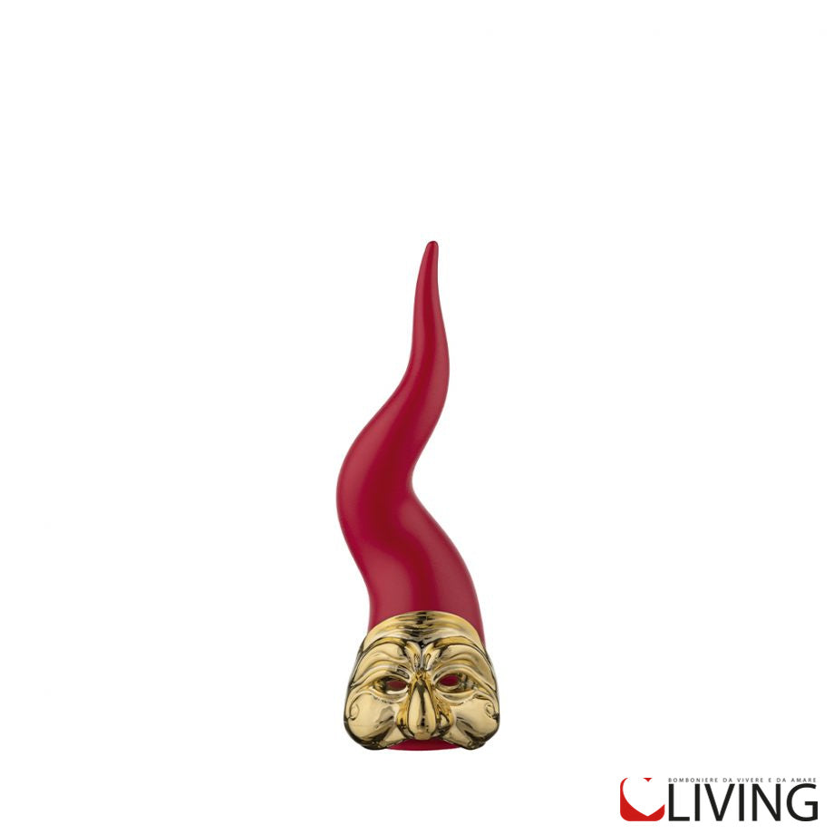 bomboniera corno rosso napoletano maschera pulcinella oro