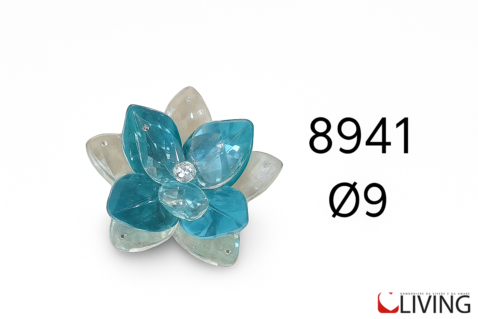 bomboniera fiore di loto in cristallo ottanio