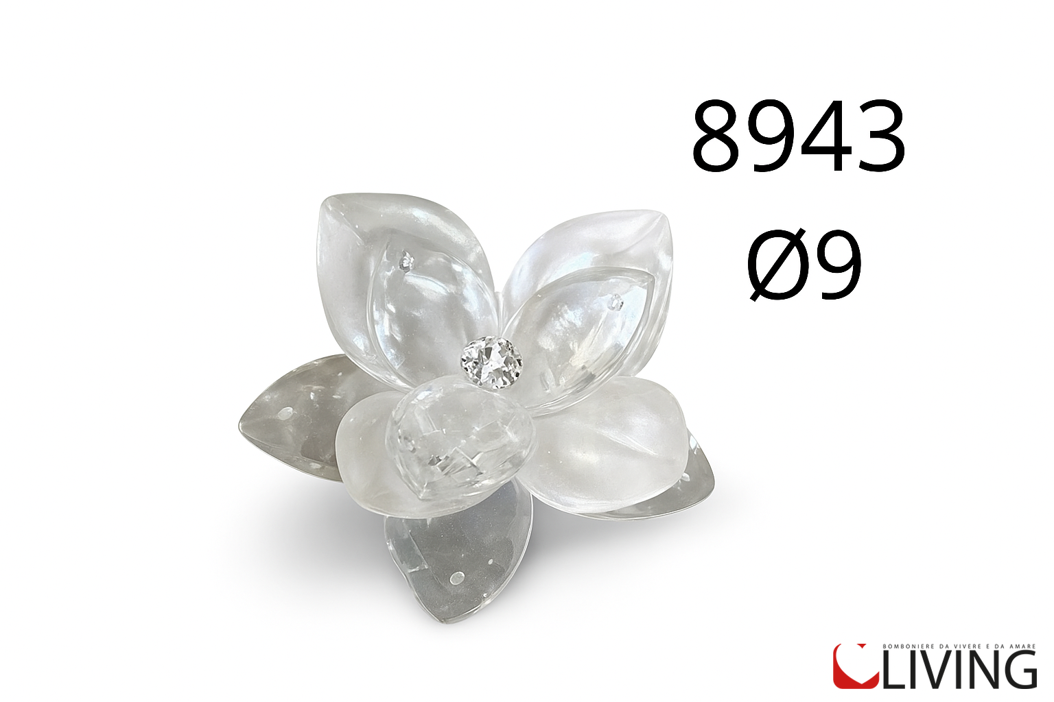 bomboniera fiore di loto in cristallo bianco