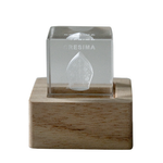 cubo cresima in vetro con base luce led a batterie