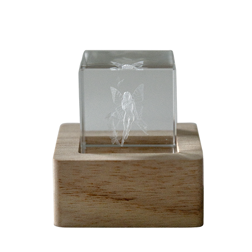 cubo fatina in vetro con base luce led a batterie