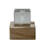 cubo fatina in vetro con base luce led a batterie