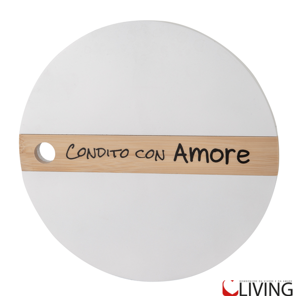 bomboniera tagliere grande rotondo condito con amore