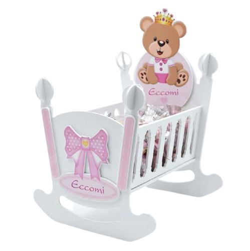 Culletta Portaconfetti Orsetto Rosa con scritta personalizzabile
