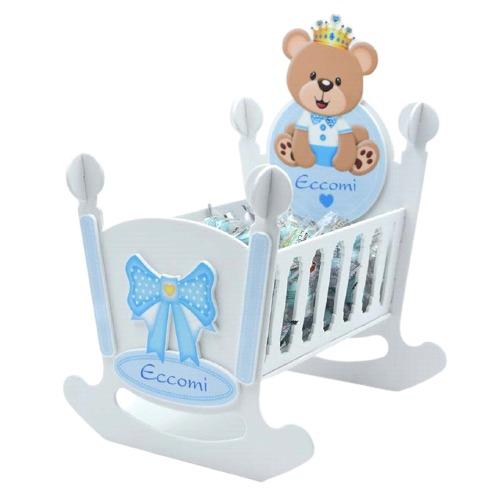 Culletta Portaconfetti Orsetto Azzurro con scritta personalizzabile