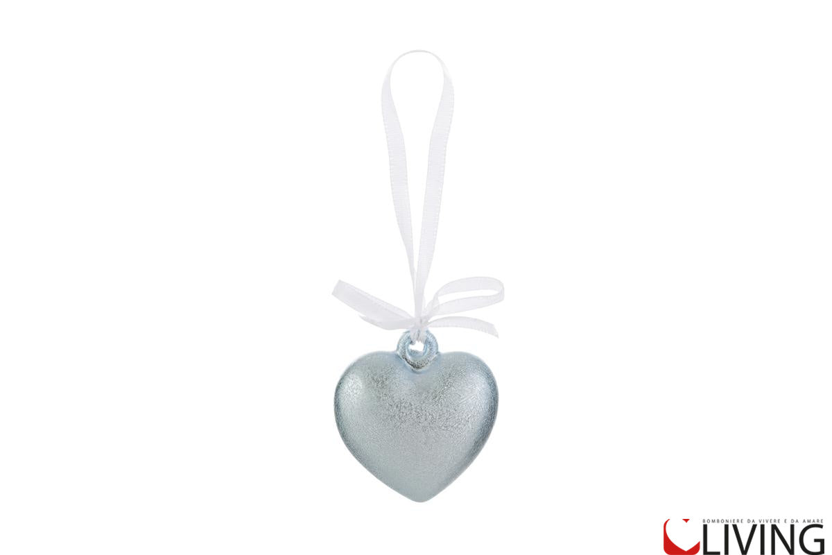 bomboniera cuore appendino martellato celeste